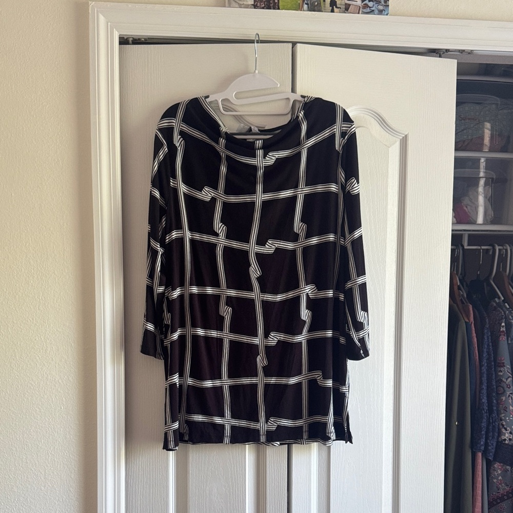 Liz Claiborne Black and White Grid Blouse